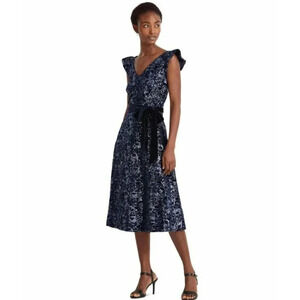 NWT Lauren Ralph Lauren Women's Sequined Velvet Cocktail Dress Size 8 MSRP $265